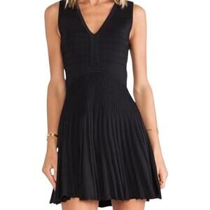 DVF Black Sleeveless Dress – Pleated Fit & Flare Knit Size Small NWT